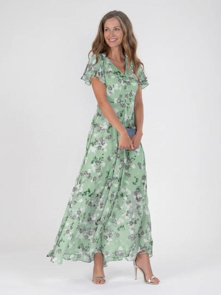 Chiffon Maxi Dress | Floral Print | Flowing-Fashion Nora
