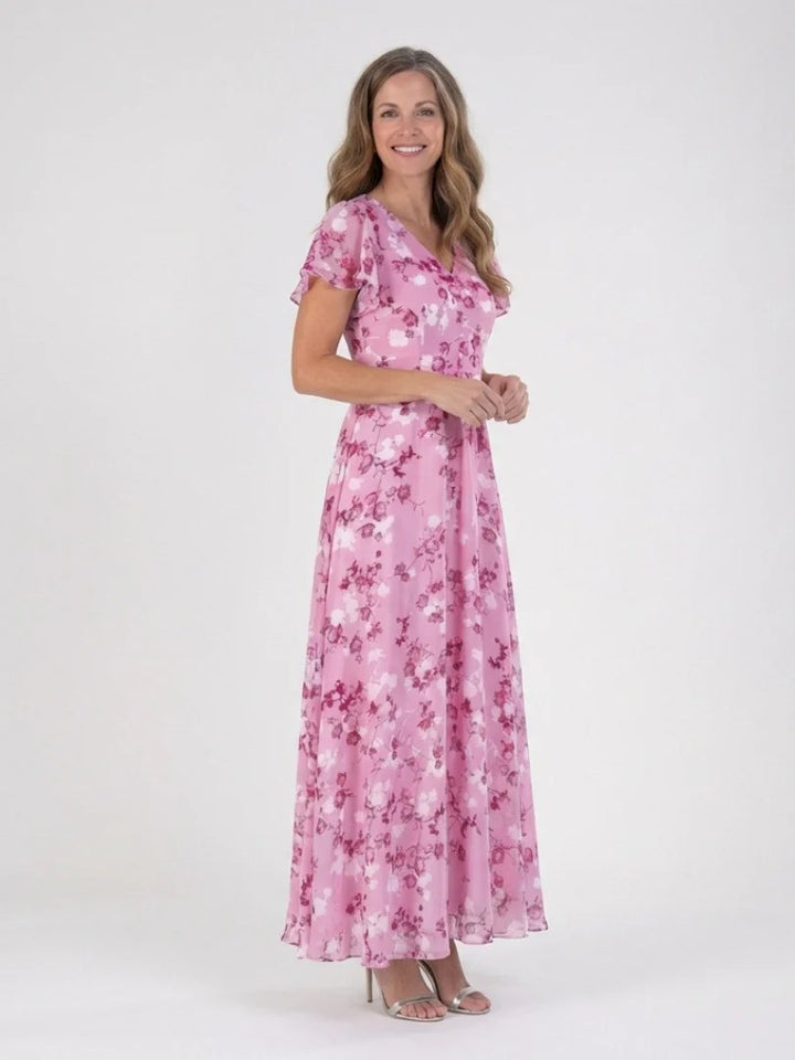 Chiffon Maxi Dress | Floral Print | Flowing-Fashion Nora