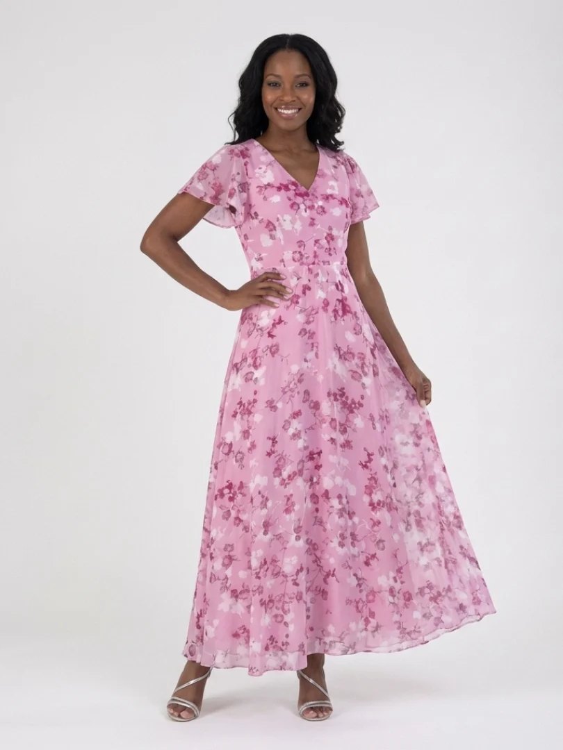 Chiffon Maxi Dress | Floral Print | Flowing-Fashion Nora
