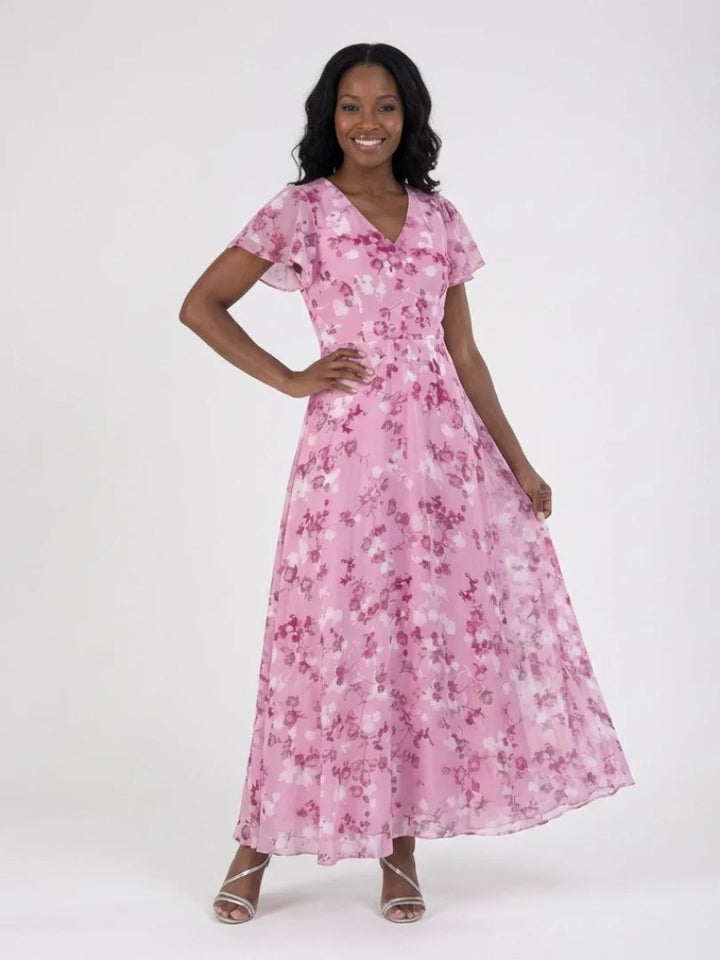 Chiffon Maxi Dress | Floral Print | Flowing-Fashion Nora