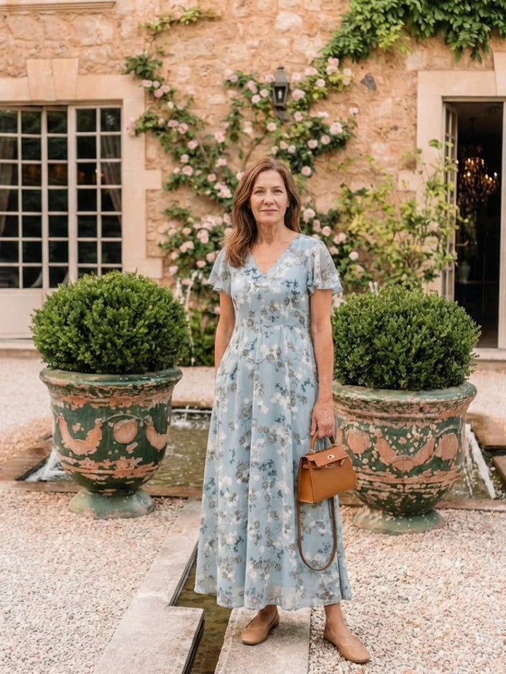 Chiffon Maxi Dress | Floral Print | Flowing-Fashion Nora