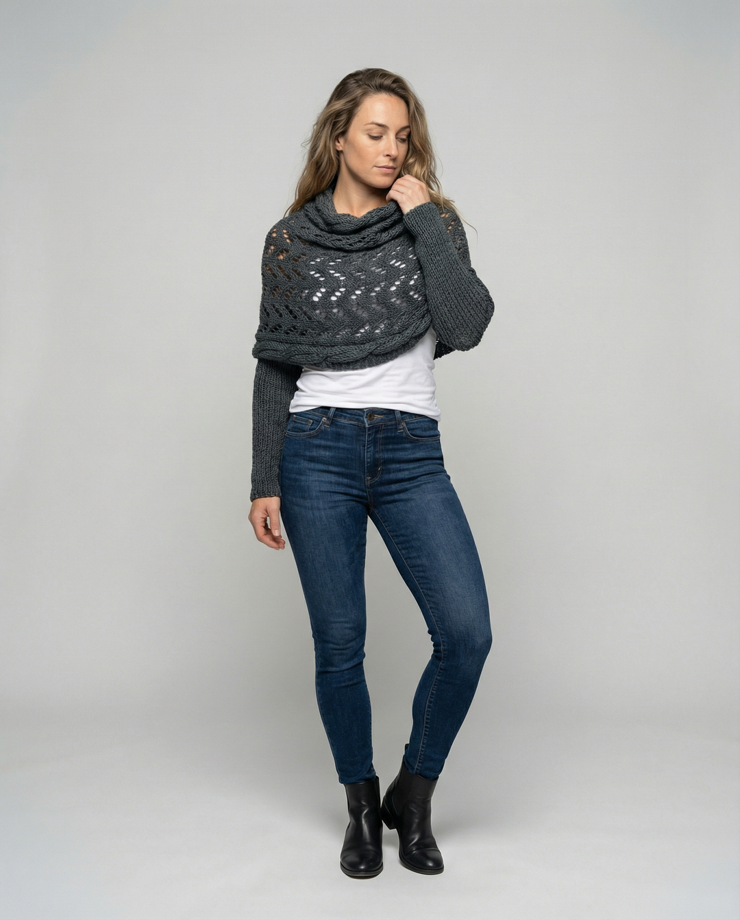 Chunky Knit Scarf | Openwork Weave | Extra Long 260 cm-Fashion Nora
