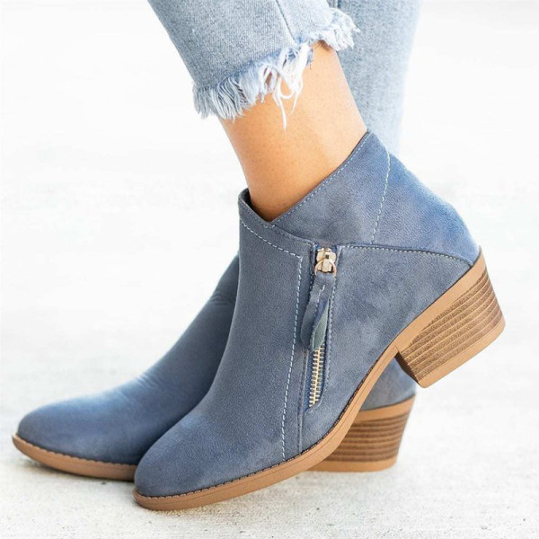 Classic Ankle Boots | Side Zip | Mid Block Heel-Fashion Nora