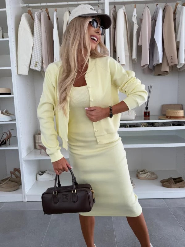 Co-Ord Set | Bodycon Dress and Jacket Two-Piece Set-Fashion Nora
