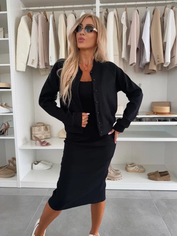 Co-Ord Set | Bodycon Dress and Jacket Two-Piece Set-Fashion Nora
