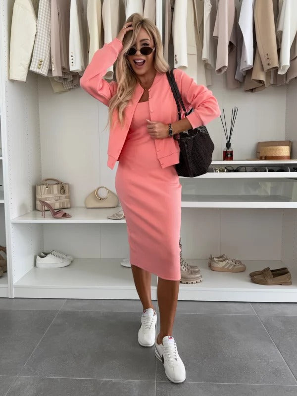 Co-Ord Set | Bodycon Dress and Jacket Two-Piece Set-Fashion Nora