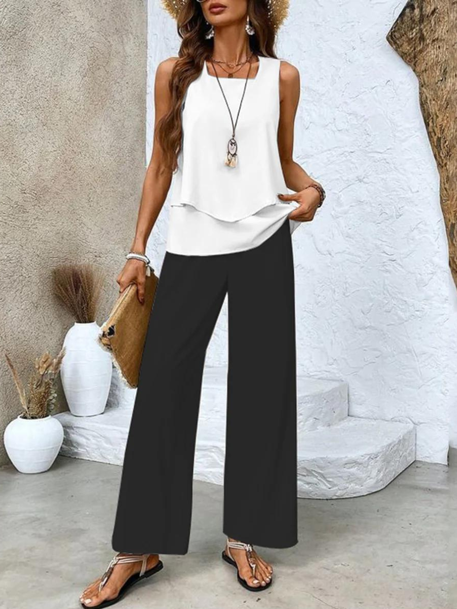 Co-Ord Set | Women's Palazzo Pants and Top Set for Summer-Fashion Nora