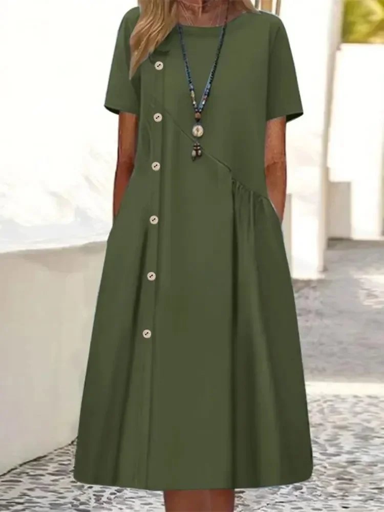 Cotton Midi Dress | Relaxed Fit | Floral Print-Fashion Nora