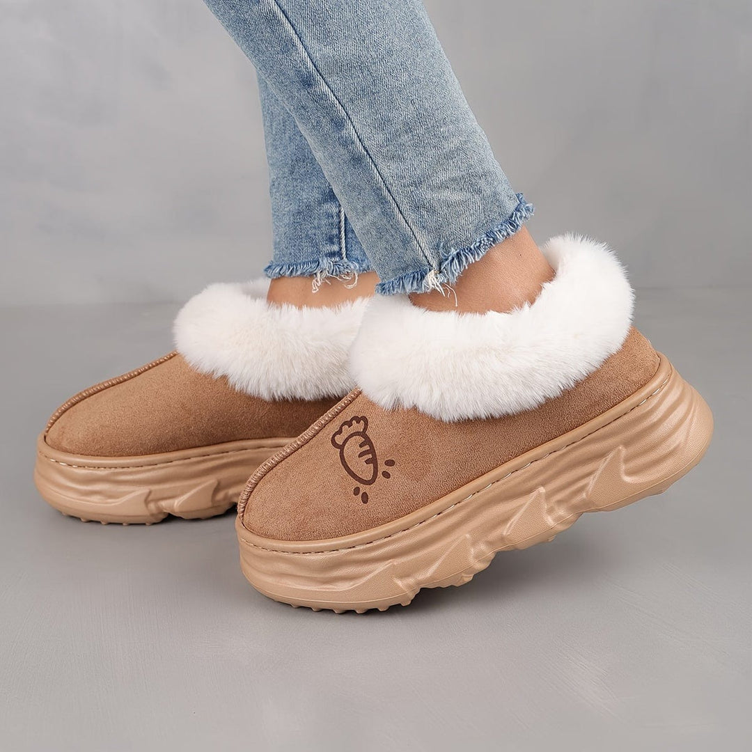 Cozy Winter Boots | Printed Faux Fur Cuff | Non-Slip Sole-Fashion Nora