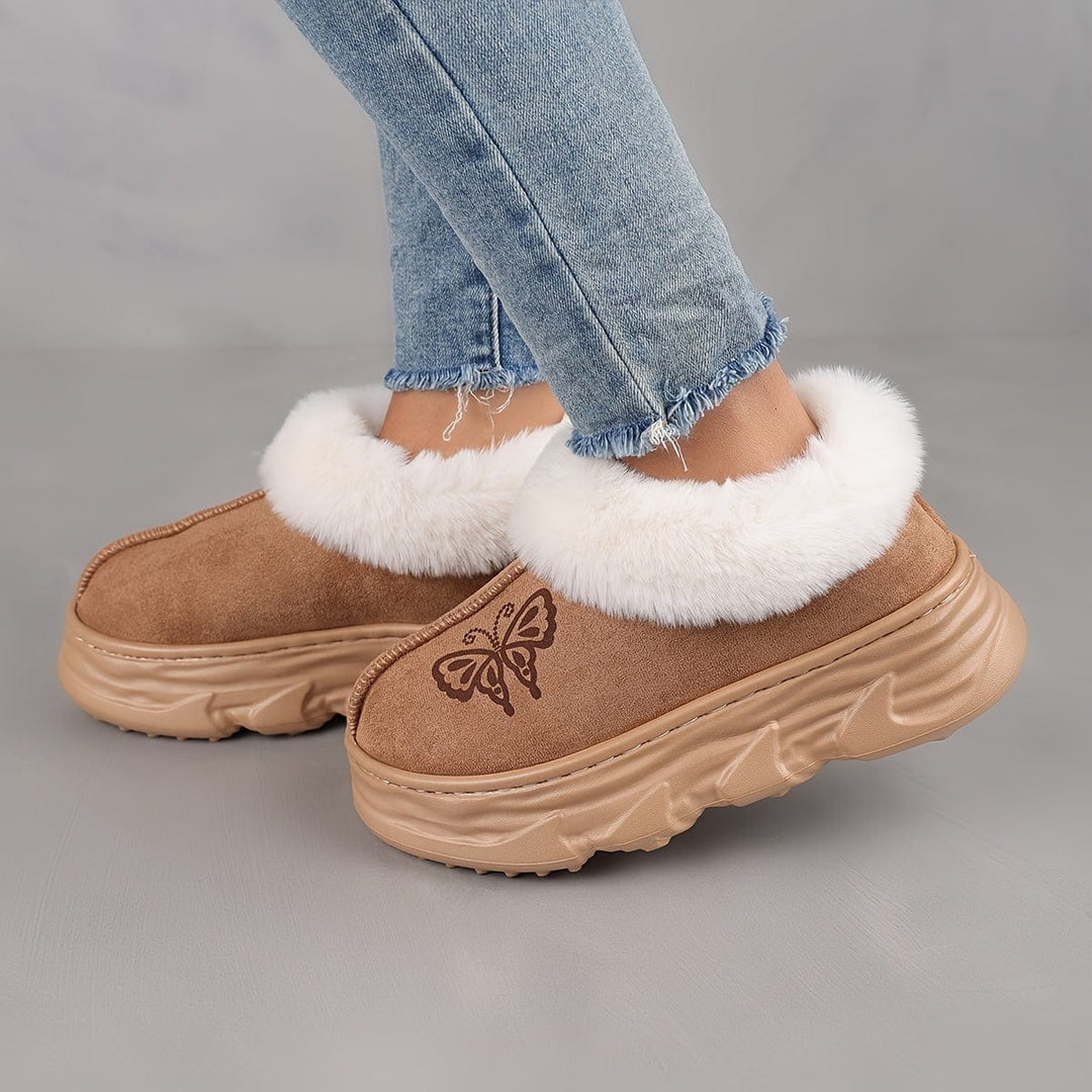 Cozy Winter Boots | Printed Faux Fur Cuff | Non-Slip Sole-Fashion Nora