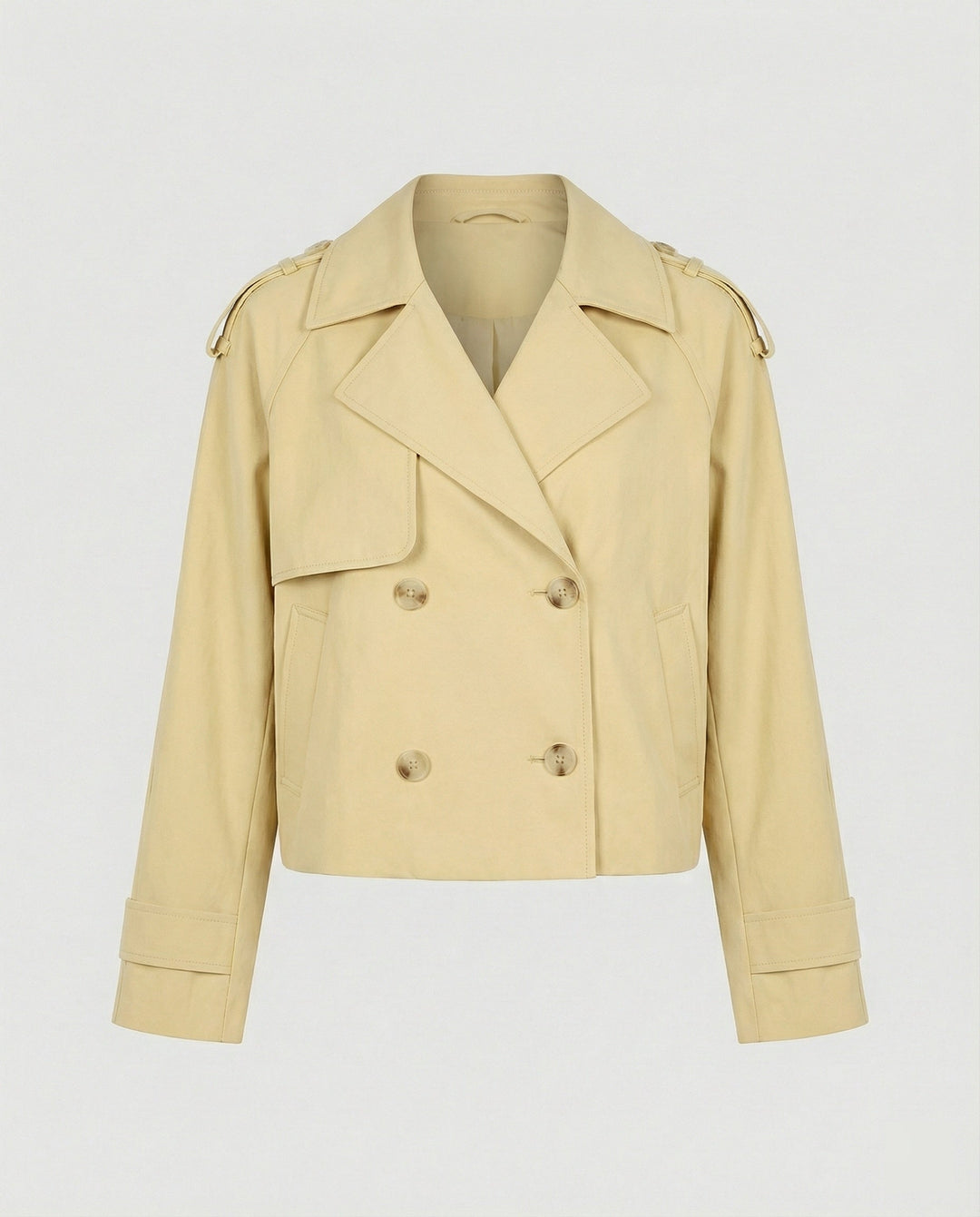 Cropped Faux Leather Jacket | Lapel Collar | Double Button Front-Fashion Nora