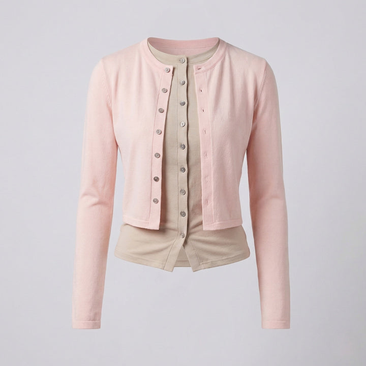 Cropped Fine Knit Cardigan | Button Placket | Fitted Silhouette-Fashion Nora