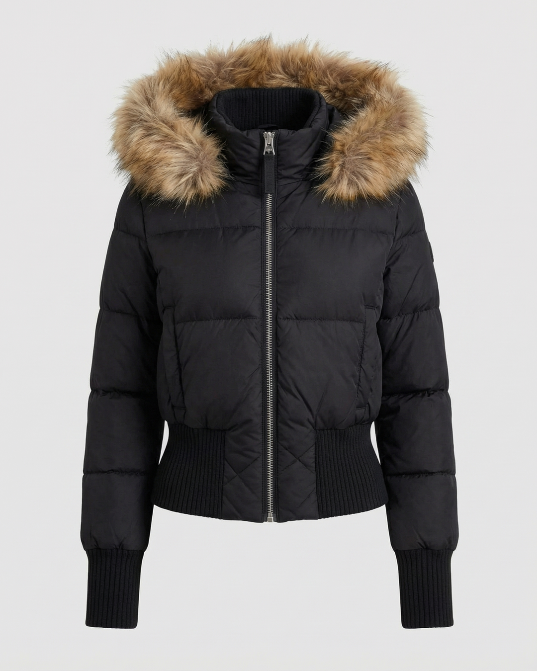 Cropped Padded Winter Jacket | Detachable Faux Fur Collar | Hooded-Fashion Nora