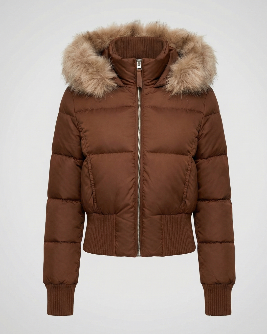 Cropped Padded Winter Jacket | Detachable Faux Fur Collar | Hooded-Fashion Nora