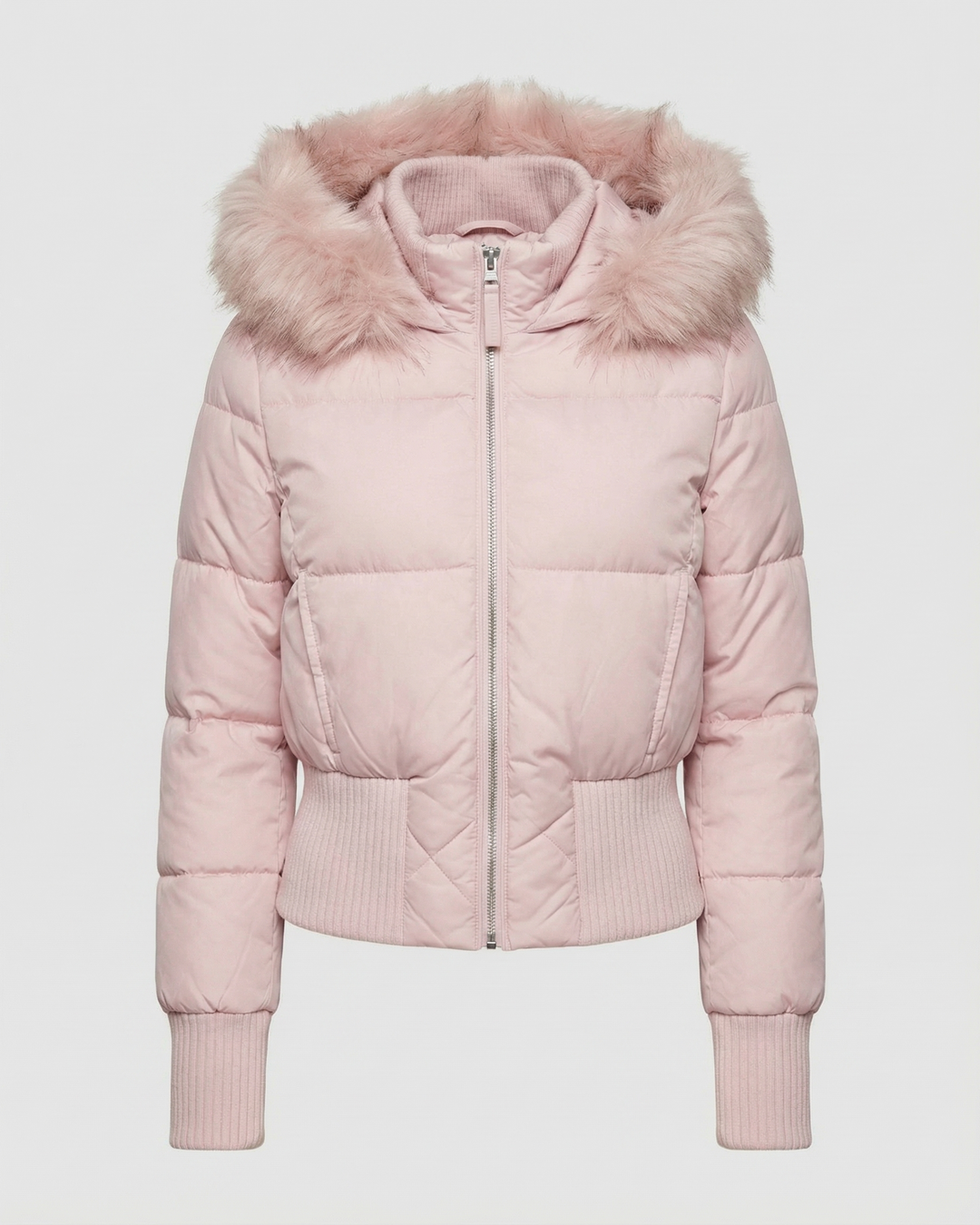 Cropped Padded Winter Jacket | Detachable Faux Fur Collar | Hooded-Fashion Nora