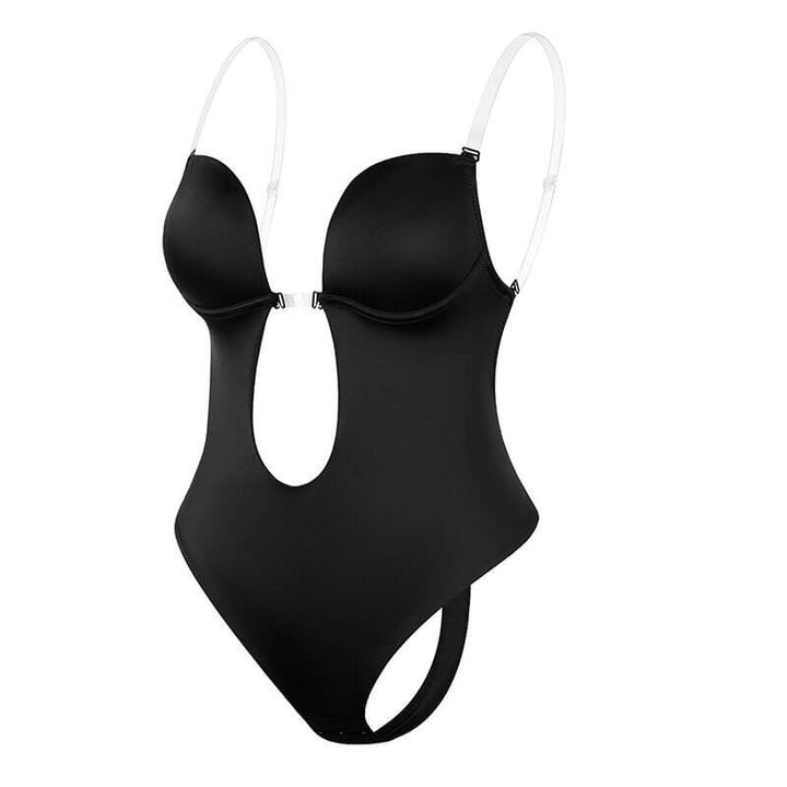 Deep V Backless Bodysuit | Plunge Shapewear | Open Back Bra-Fashion Nora