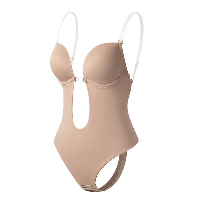 Deep V Backless Bodysuit | Plunge Shapewear | Open Back Bra-Fashion Nora