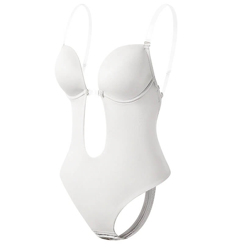 Deep V Backless Bodysuit | Plunge Shapewear | Open Back Bra-Fashion Nora