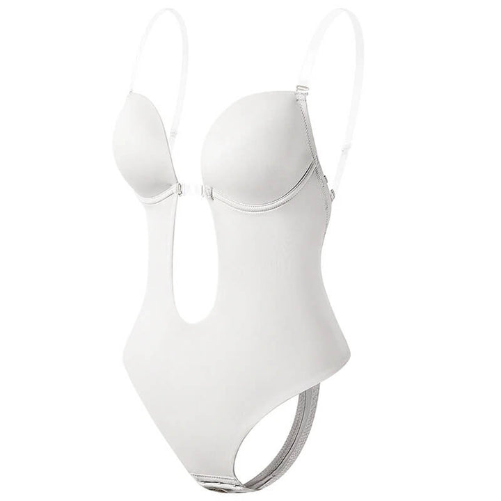 Deep V Backless Bodysuit | Plunge Shapewear | Open Back Bra-Fashion Nora