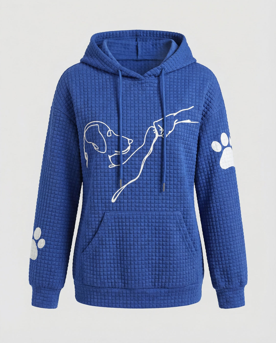 Dog Motif Hoodie | Waffle Knit | Paw Print Sleeves-Fashion Nora