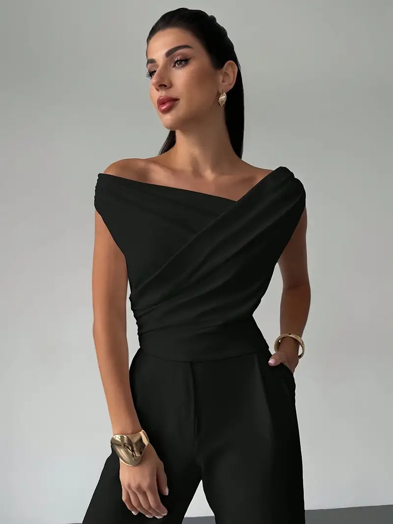 Draped Off-Shoulder Top | Elegant Chic Asymmetric-Fashion Nora
