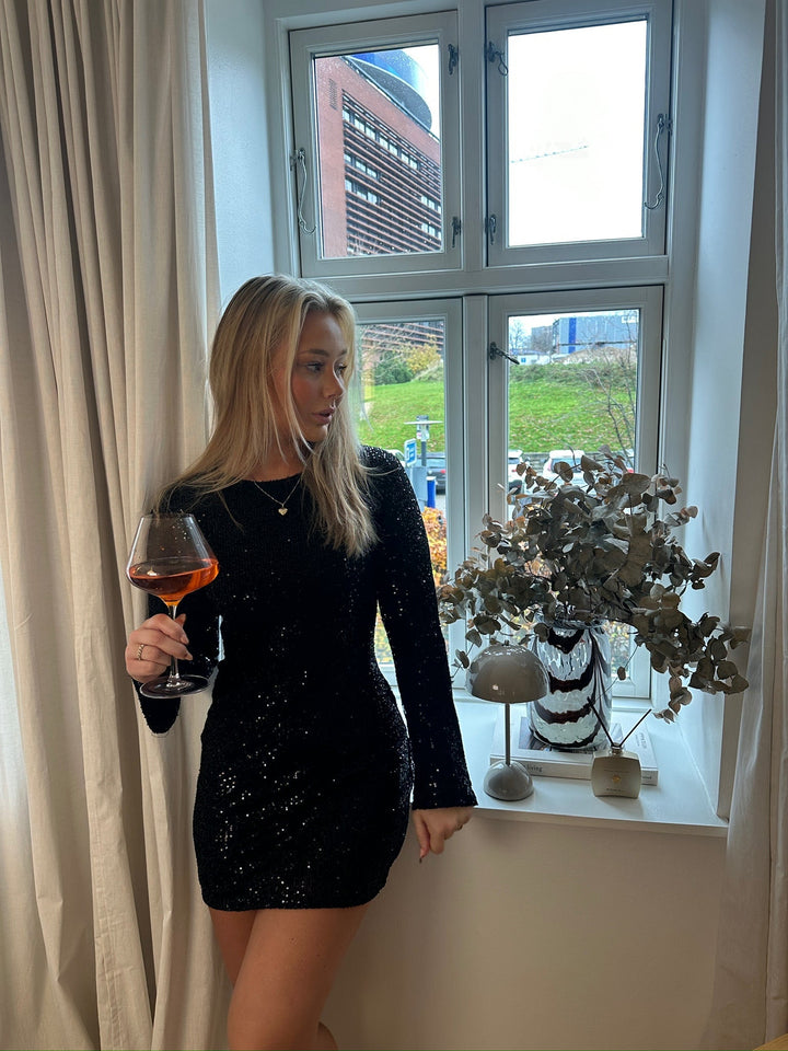 Emma Glitter Dress - Black-Fashion Nora