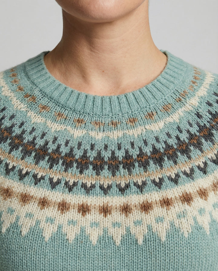 Fair Isle Yoke Sweater | Nordic Knit Pattern | Crew Neck-Fashion Nora