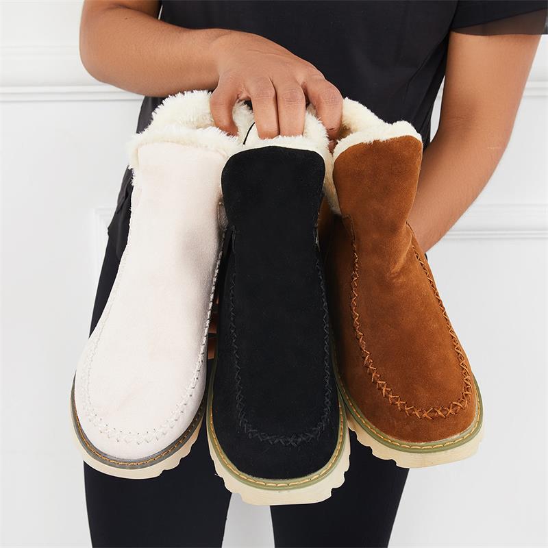 Faux Fur Lined Ankle Boots | Slip On | Block Heel-Fashion Nora