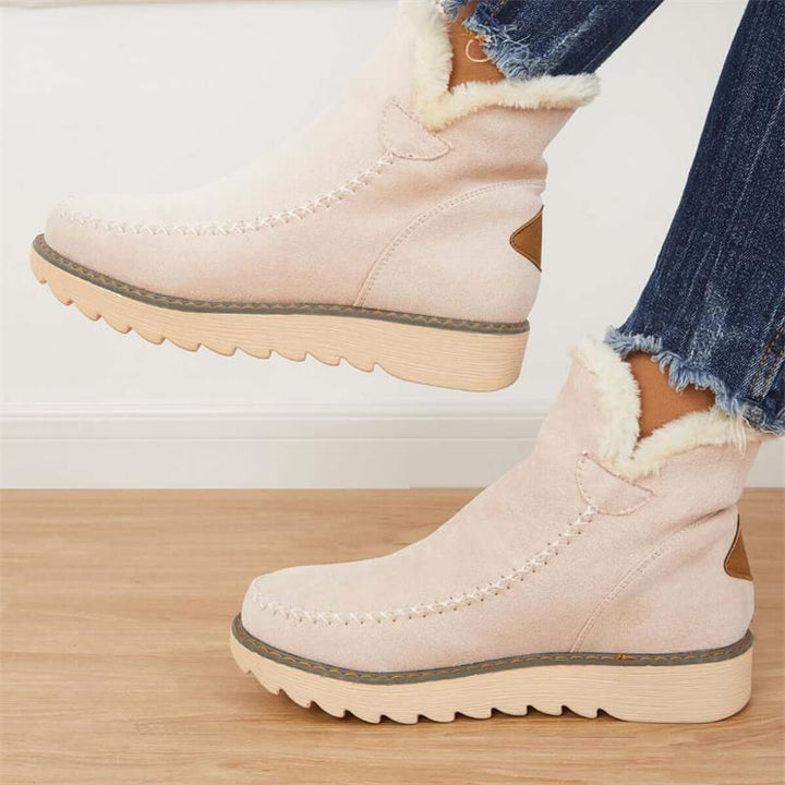Faux Fur Lined Ankle Boots | Slip On | Block Heel-Fashion Nora