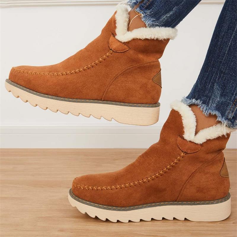 Faux Fur Lined Ankle Boots | Slip On | Block Heel-Fashion Nora