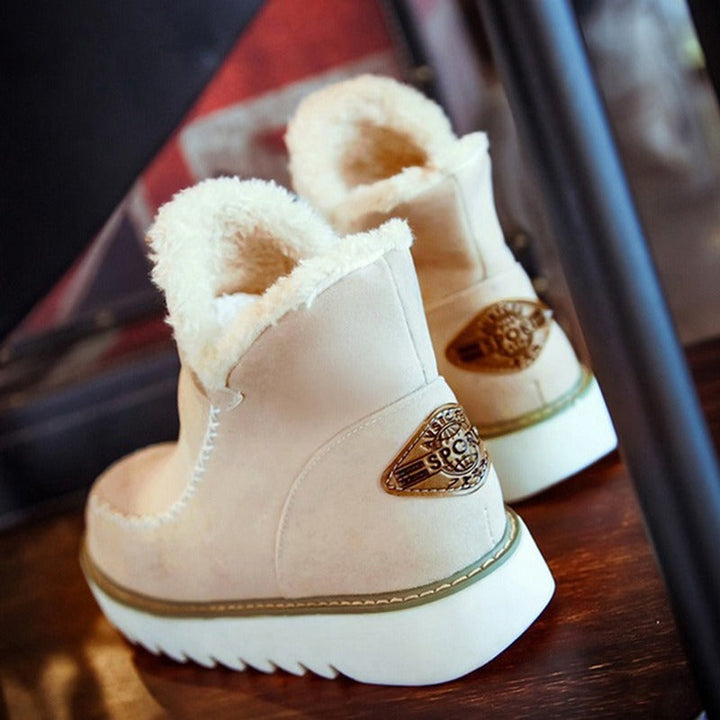 Faux Fur Lined Ankle Boots | Slip On | Block Heel-Fashion Nora