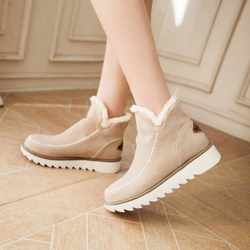 Faux Fur Lined Ankle Boots | Slip On | Block Heel-Fashion Nora
