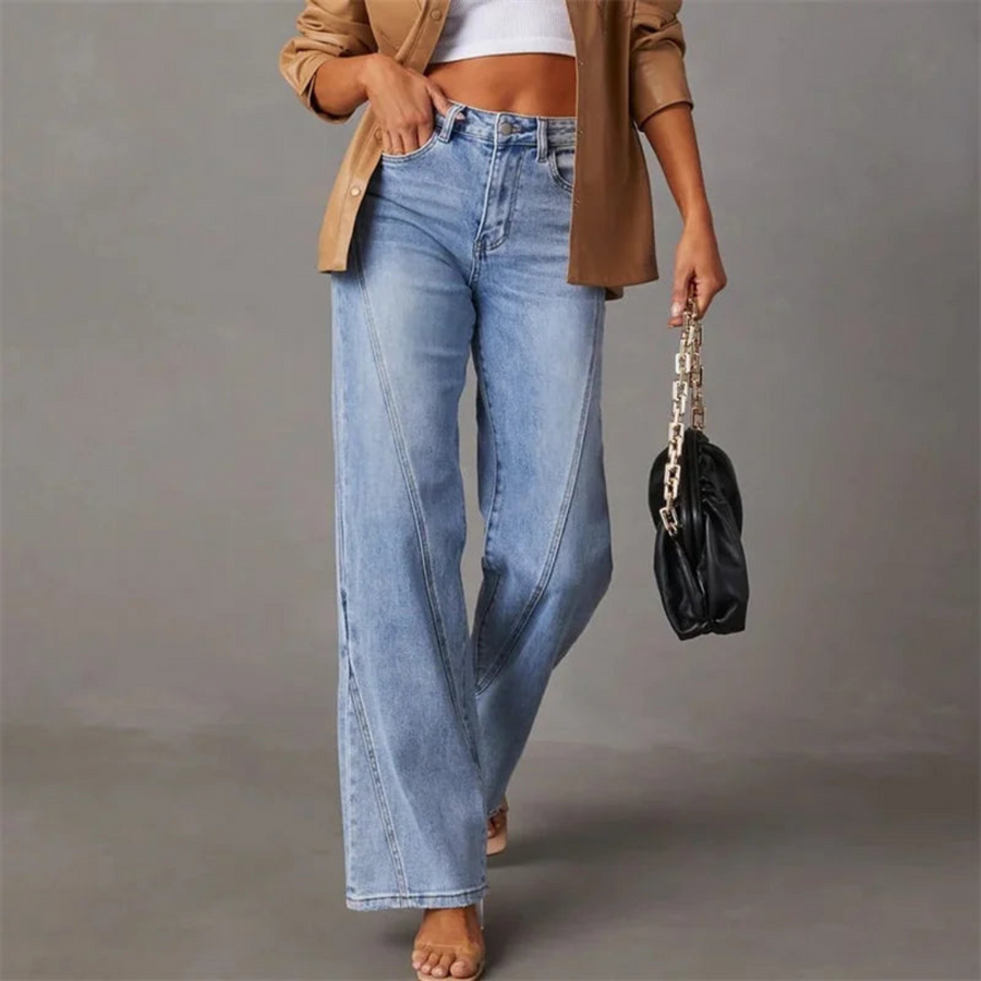 Flared Jeans | Light Blue | Wide-Leg | High-Waisted Jeans | Women's Jeans-Fashion Nora