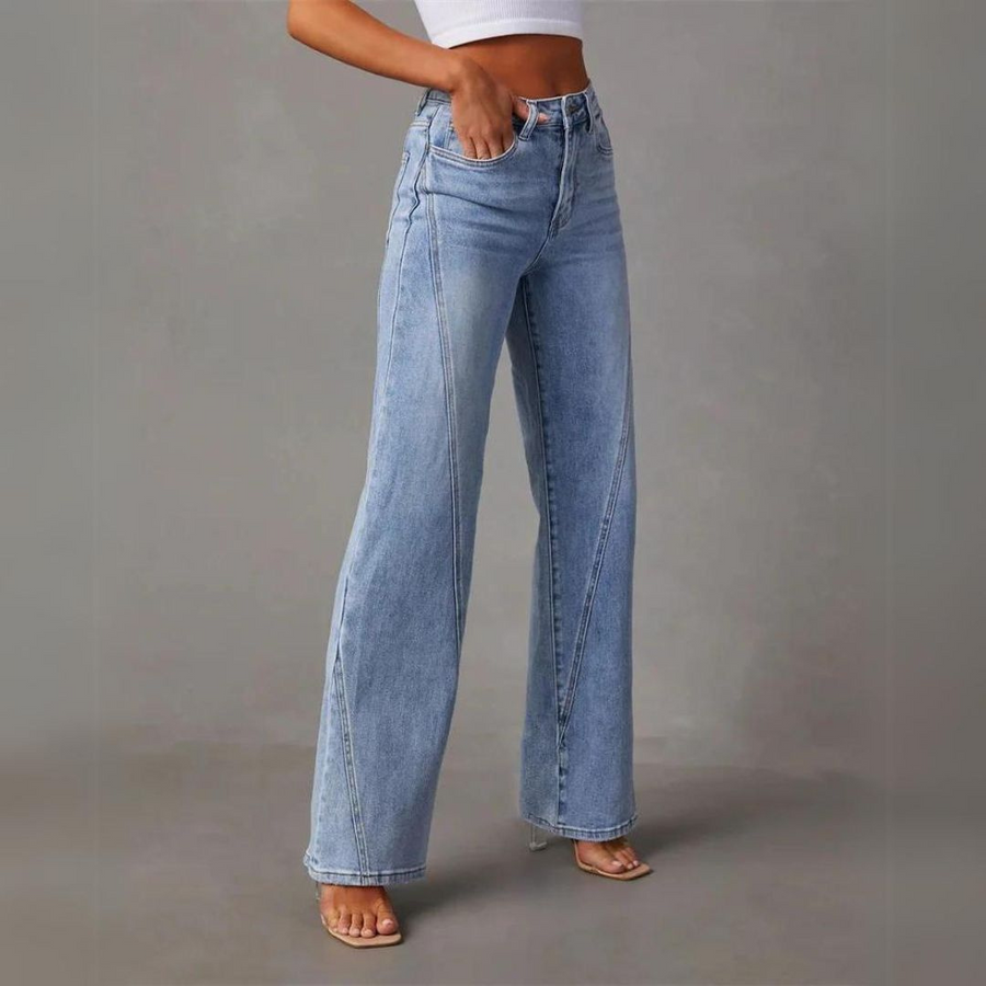 Flared Jeans | Light Blue | Wide-Leg | High-Waisted Jeans | Women's Jeans-Fashion Nora
