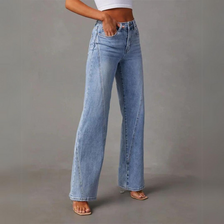Flared Jeans | Light Blue | Wide-Leg | High-Waisted Jeans | Women's Jeans-Fashion Nora