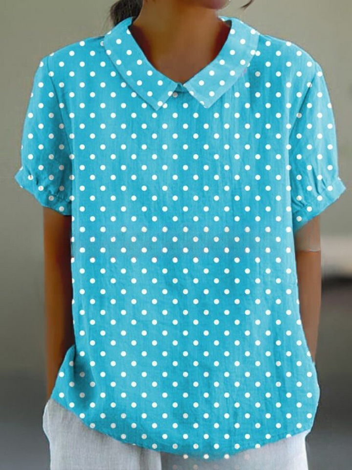 Floral Blouse | Short Sleeve | Loose Fit | Collared Blouse | Women's Summer Top-Fashion Nora