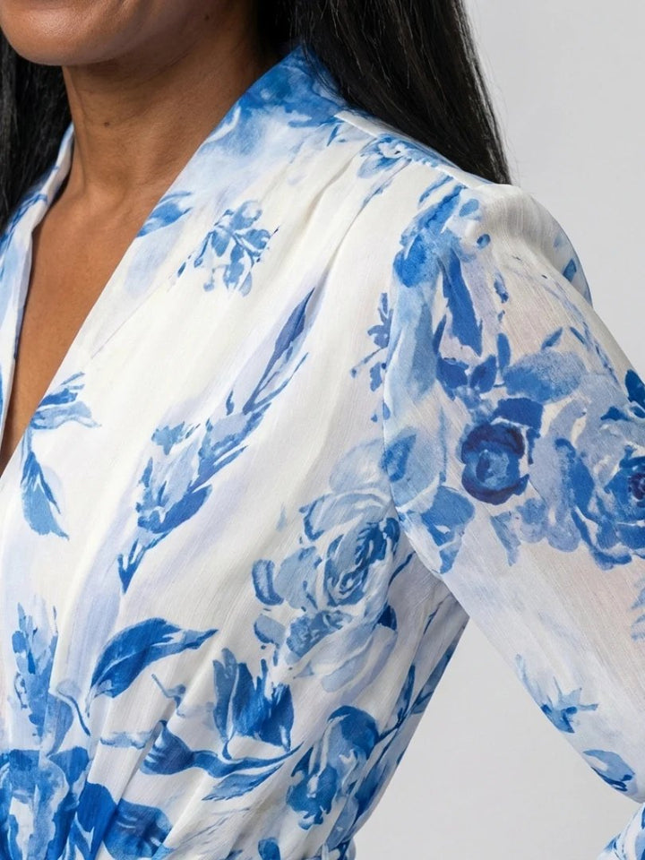 Floral Maxi Dress | Long Sleeve Wrap | Tie Waist-Fashion Nora