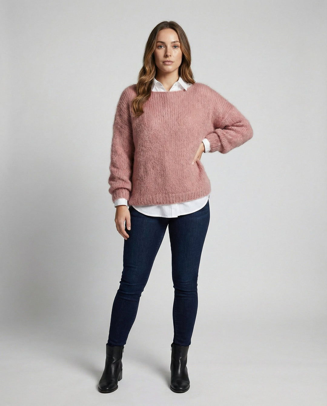 Fluffy Off-Shoulder Sweater | Brushed Knit | Relaxed Fit-Fashion Nora