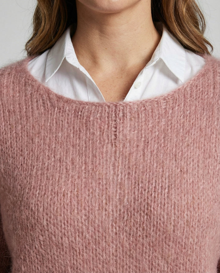 Fluffy Off-Shoulder Sweater | Brushed Knit | Relaxed Fit-Fashion Nora