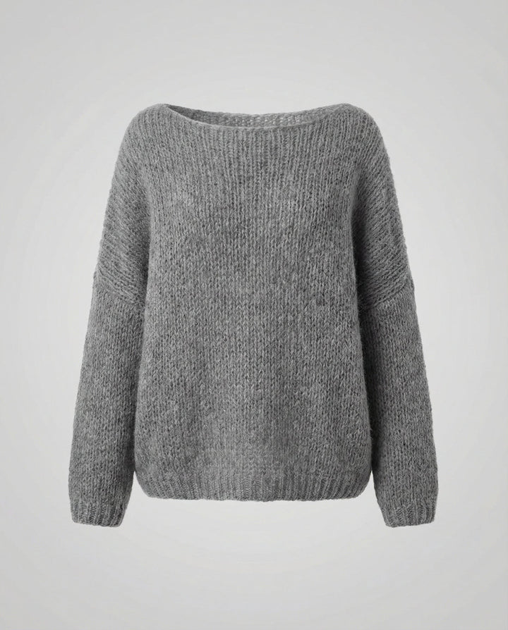 Fluffy Off-Shoulder Sweater | Brushed Knit | Relaxed Fit-Fashion Nora