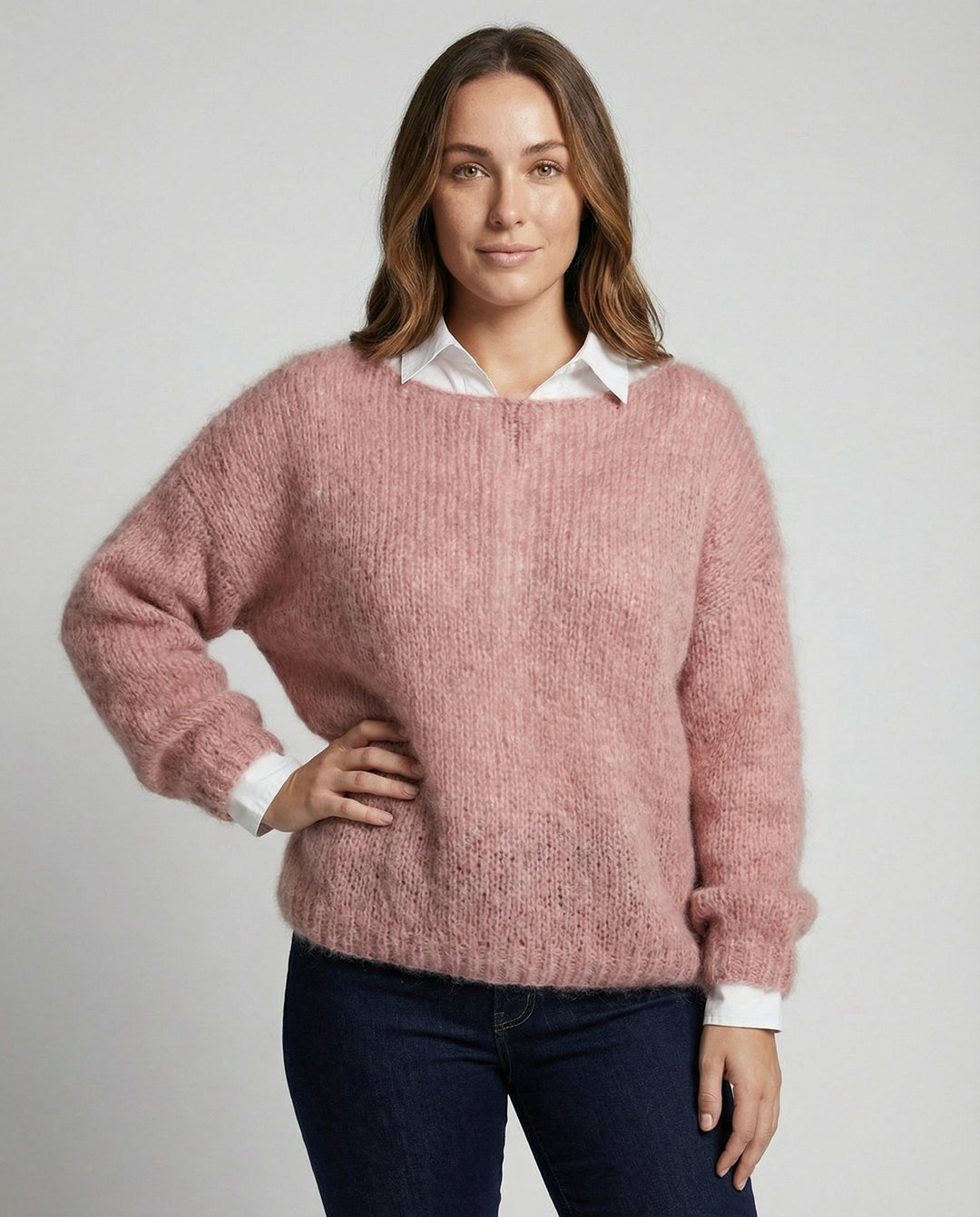 Fluffy Off-Shoulder Sweater | Brushed Knit | Relaxed Fit-Fashion Nora