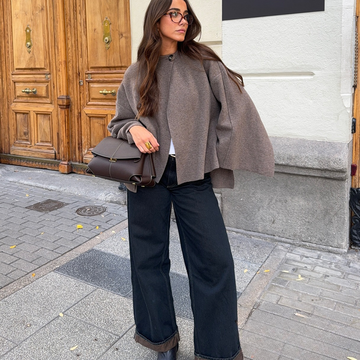 Harper | Draped Shawl Collar Coat | Oversized Cape Wrap-Fashion Nora