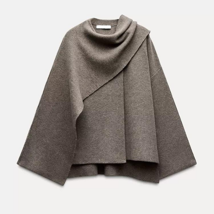 Harper | Draped Shawl Collar Coat | Oversized Cape Wrap-Fashion Nora