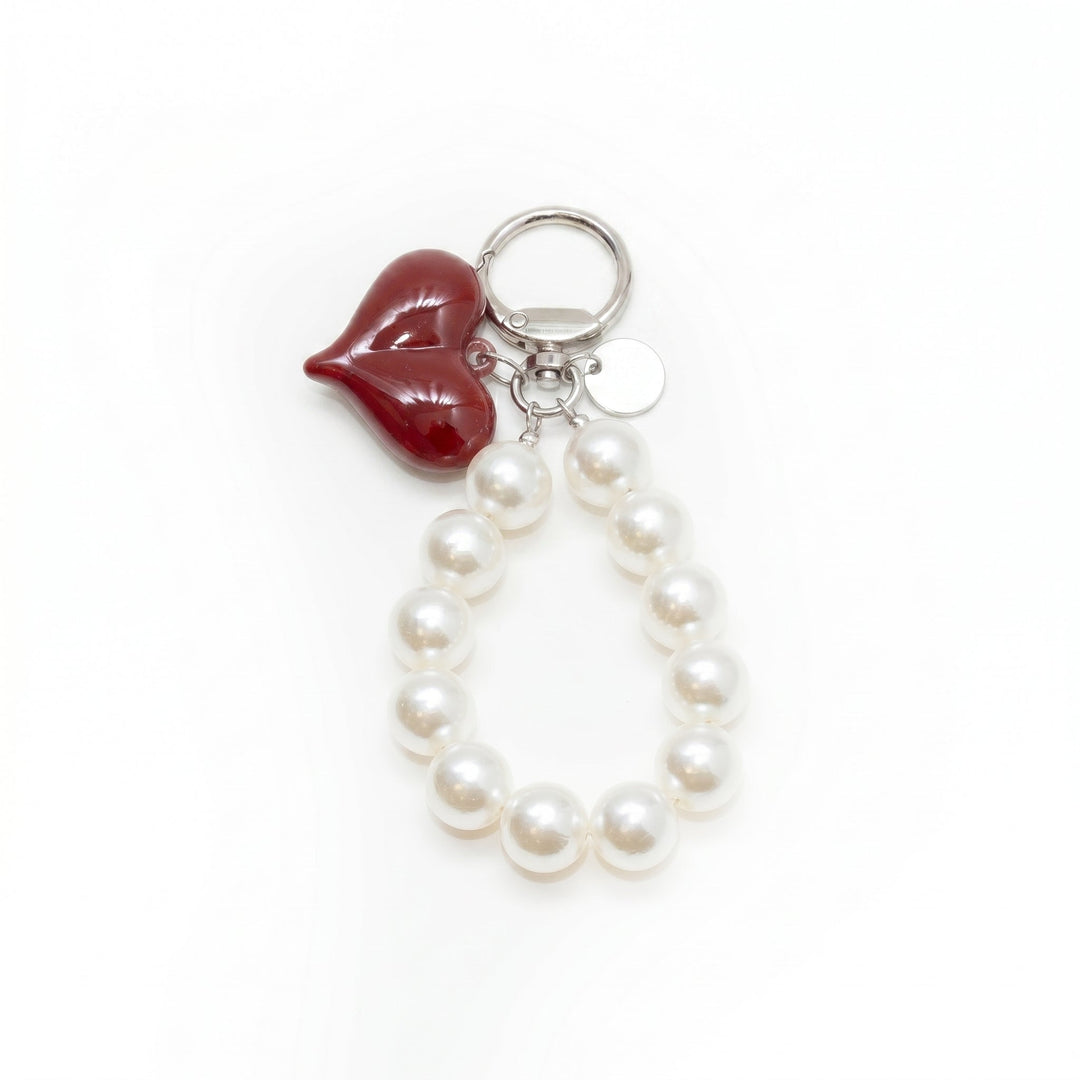 Heart and Pearl Bag Charm | Purse Keychain | Bag Pendant-Fashion Nora