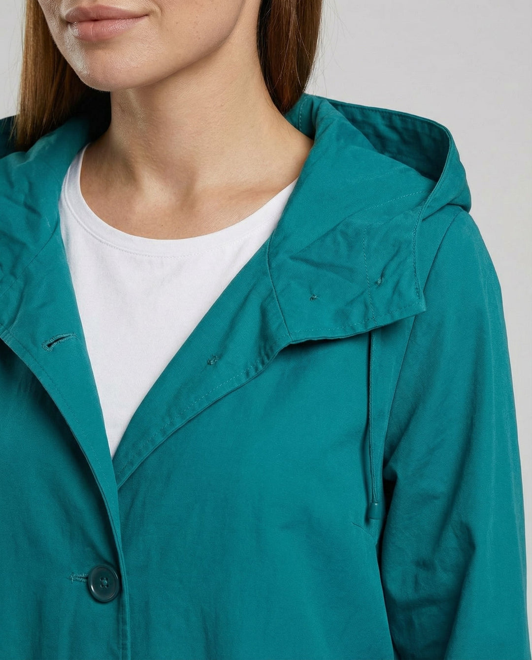 Hooded Rain Trench Coat | Lightweight | Button Front-Fashion Nora