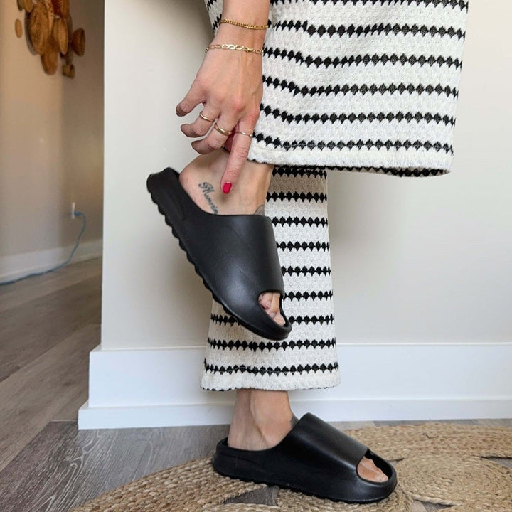 Rubber Slides | Ribbed Sole | Non Slip Slides Women-Fashion Nora