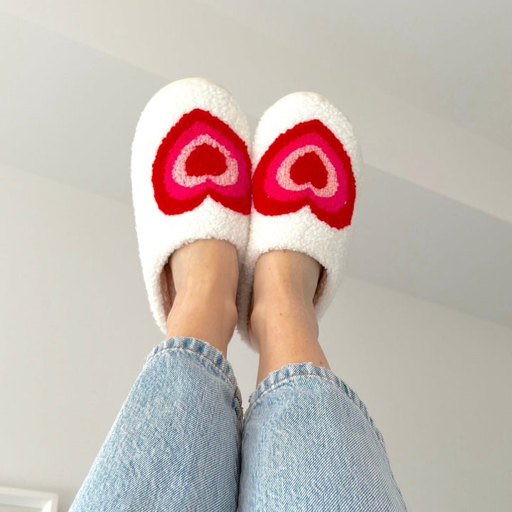 Heart Slippers | Plush House Slippers Women | Non Slip-Fashion Nora