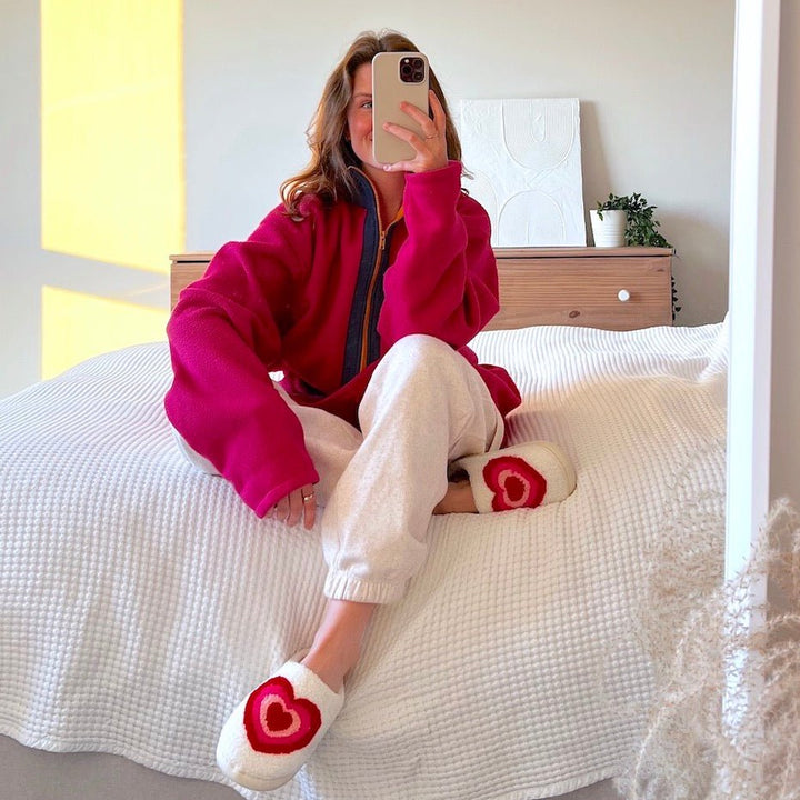 Heart Slippers | Plush House Slippers Women | Non Slip-Fashion Nora