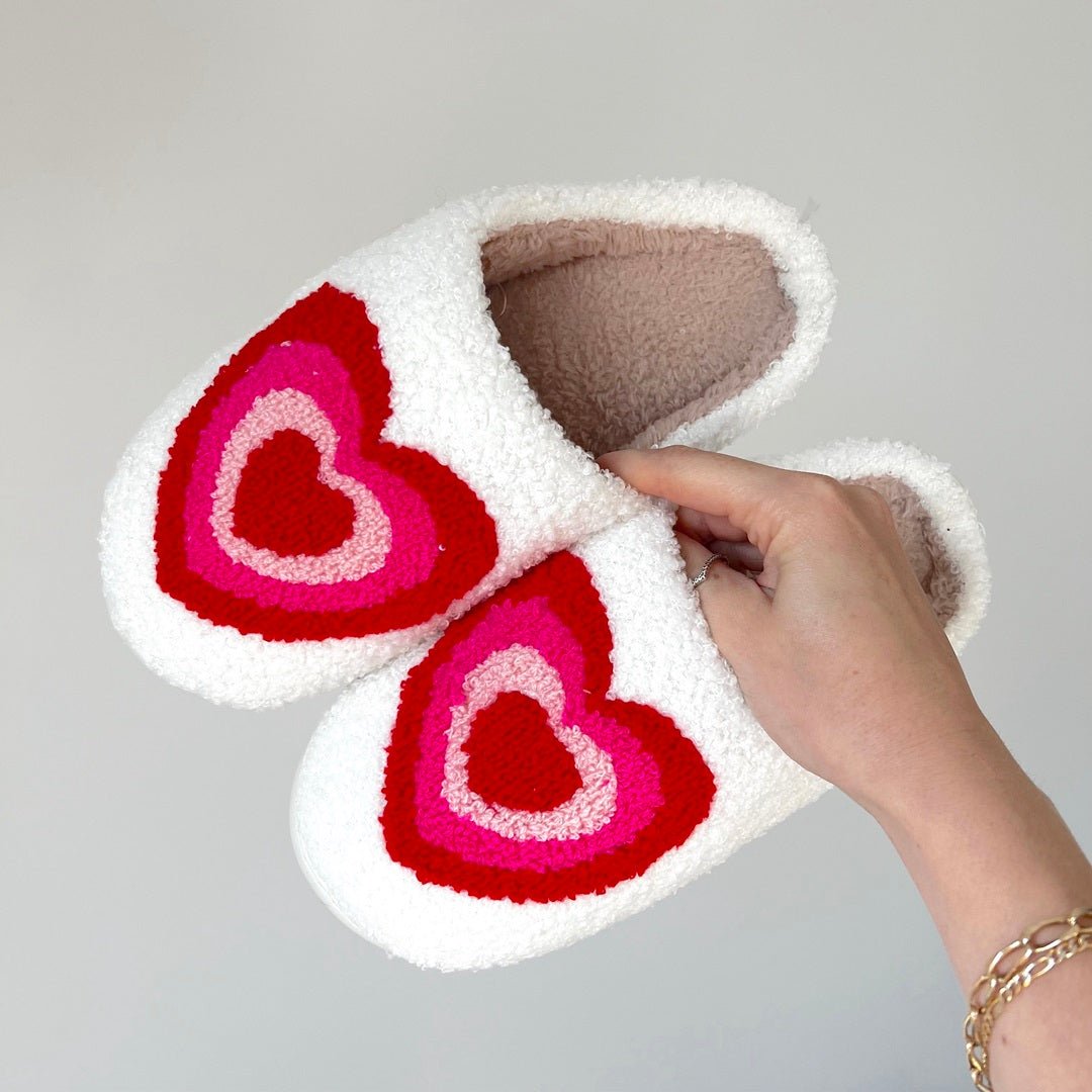 Heart Slippers | Plush House Slippers Women | Non Slip-Fashion Nora