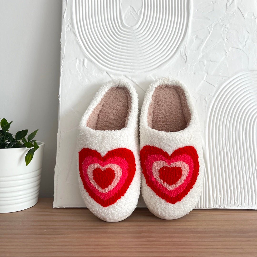 Heart Slippers | Plush House Slippers Women | Non Slip-Fashion Nora